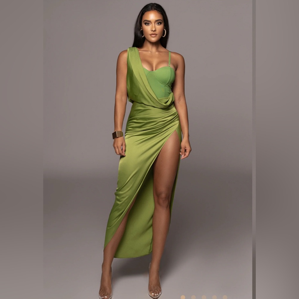 Kristiana Slit Dress, Green